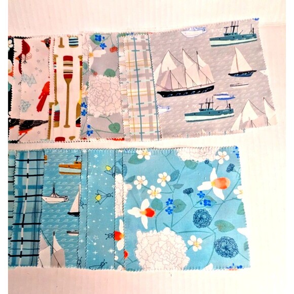 Moda Lakeside Story 42 5-in Charm Precut Fabric Quilt Squares Fishing Boat Theme - Picture 7 of 9